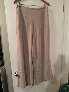 Babaton Wide-Leg crepe Trousers in a light tan